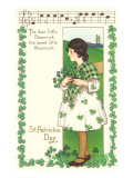St Patrick's Day Song with Girl Holding Shamrocks