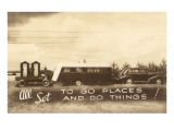 Vintage Travel Trailer with Outhouses