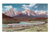 Train Passing through Rocky Mountains