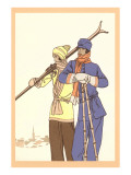 Two Fashionable Skiers