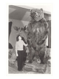 Woman Standing by Large Stufffed Bear
