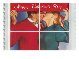 Happy Valentine's Day  Couple Kissing at Window