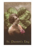 Lady with Giant Four-Leaf Clover