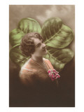 St Patricks Day  Lady with Giant Shamrock