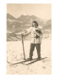 Girl Skiing with Cat