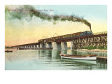 Train on Trestle over Green Bay  Wisconsin