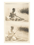 Men Canoing in Pond