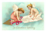 St Valentines Greeting  Cupids Riding Arrow