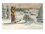 Lady Skier Looking Down Slope