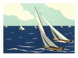 Graceful Racing Sailboats
