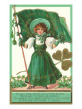 St Patricks Day Poem  Girl with Flag