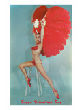Happy Valentines Day  Lady with Red Fans