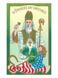 St Patrick with Shamrock and Crozier