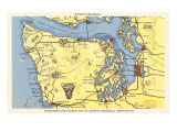 Map of Olympic Peninsula  Washington