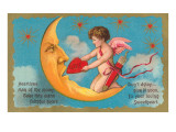 Cupid Feeding Heart to Moon