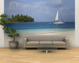 Panama  Comarca de Kuna Yala  San Blas Islands  Beach and Sailing Boat