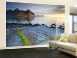 Coastal Landscape Illuminated by Mightnight Sun  Flakstad  Flakstadsoya  Lofoten  Norway
