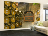 Oak Barrels Stacked Outside of Door at Ironstone Winery  Calaveras County  California  USA