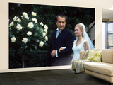 US Pres Richard M Nixon with Daughter Tricia  Escorting Her Down "Aisle" in Rose Garden Wedding