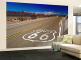 Route 66 Sign on Highway Near Amboy  Mojave Desert  California