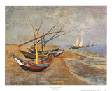 Fishing Boats on the Beach at Saints-Maries  c1888