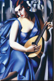 Woman in Blue with Guitar
