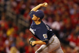 Milwaukee Brewers v St Louis Cardinals - Game Five  St Louis  MO - October 14: Zack Greinke