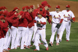 Brewers v Cardinals - G Five  St Louis  MO - Oct 14: Jon Jay  Matt Holliday and Adron Chambers
