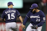 Brewers v St Louis Cardinals - G Four  St Louis  MO - Oct 13: Jerry Hairston and Prince Fielder
