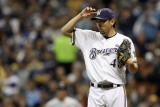 St Louis Cardinals v Milwaukee Brewers - Game Six  Milwaukee  WI - October 16: Takashi Saito