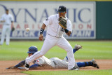 Texas Rangers v Detroit Tigers - Game Five  Detroit  MI - Oct 13: Ian Kinsler and Ramon Santiago