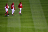 Rangers v Cardinals  St Louis  MO - Oct 27: Yadier Molina  Jaime Garcia and Dave Duncan