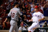 Detroit Tigers v Texas Rangers - Game Six  Arlington  TX - Oct 15: David Murphy and Rick Porcello