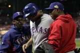 Rangers v Cardinals  St Louis  MO - Oct 27: Nelson Cruz  Esteban German and Ron Washington