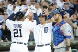 Texas Rangers v Detroit Tigers - Game Five  Detroit  MI - Oct 13: Delmon Young and Victor Martinez