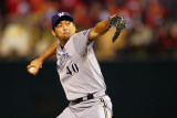 Milwaukee Brewers v St Louis Cardinals - Game Three  St Louis  MO - October 12: Takashi Saito