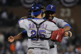 Texas Rangers v Detroit Tigers - Game Four  Detroit  MI - October 12: Neftali Feliz and Mike Napoli