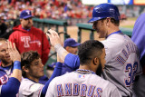 Rangers v Cardinals  St Louis  MO - Oct 27: Josh Hamilton  Elvis Andrus and Ian Kinsler