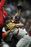 Cardinals v Brewers - Milwaukee  WI - Oct 16: Jason Motte  Yadier Molina and Daniel Descalso