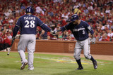 Brewers v St Louis Cardinals - G Four  St Louis  MO - Oct 13: Prince Fielder and Nyjer Morgan