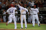 Detroit Tigers v Texas Rangers - Game Six  Arlington  TX - Oct 15: Josh Hamilton and Elvis Andrus