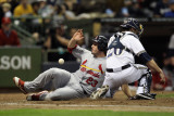 Cardinals v Milwaukee Brewers - G Six  Milwaukee  WI - Oct 16: David Freese and Jonathan Lucroy