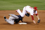 Milwaukee Brewers v Cardinals - G Five  St Louis  MO - Oct 14: Nick Punto and Carlos Gomez