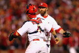 Brewers v St Louis Cardinals - G Three  St Louis  MO - Oct 12: Jason Motte and Yadier Molina