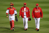 Rangers v Cardinals  St Louis  MO - Oct 27: Yadier Molina  Jaime Garcia and Dave Duncan
