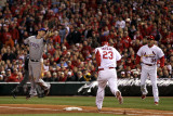 Texas Rangers v St Louis Cardinals  St Louis  MO - Oct 27: David Freese and Michael Young