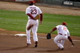 Texas Rangers v St Louis Cardinals  St Louis  MO - Oct 27: David Freese and Rafael Furcal
