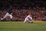 Brewers v St Louis Cardinals - G Four - Oct 13: Fernando Salas and Yuniesky Betancourt