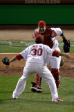 Game 7 - Rangers v Cardinals  St Louis  MO - October 28: Jason Motte and Yadier Molina