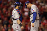 Game 7 - Rangers v Cardinals  St Louis  MO - October 28: Mike Napoli and Matt Harrison